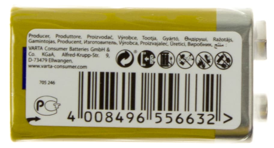 Батарейка Varta 6F22/1 shrink 9V крона (12) (216)