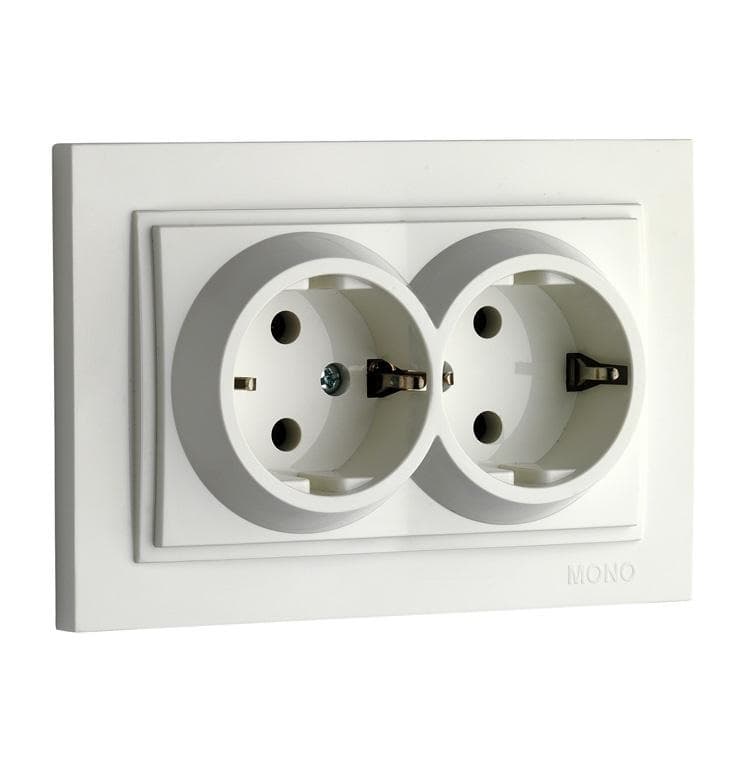 Розетка подвійна з заземленням, Mono Electric, Despina біла (5) 102-190004-120