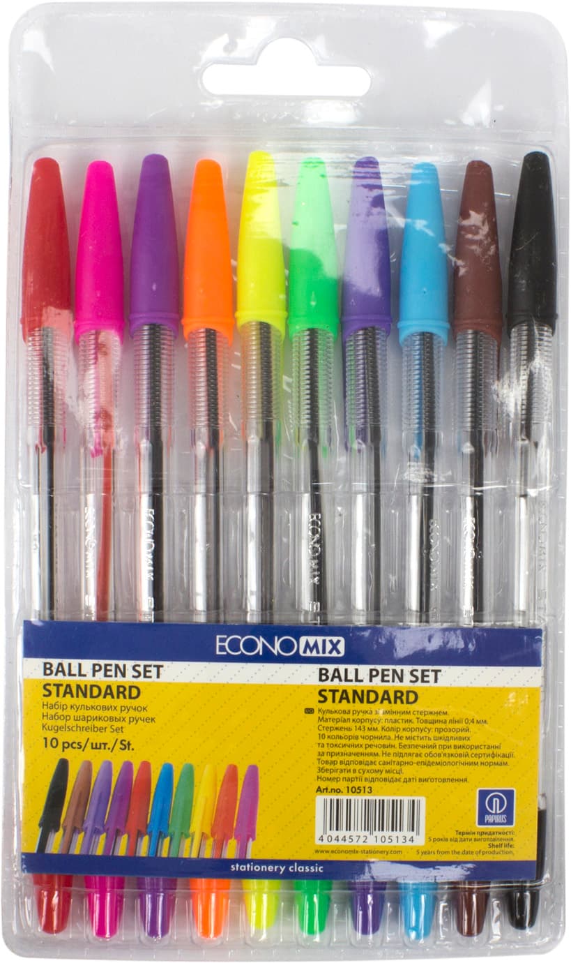 Набор ручек шариковых Economix Standart 10 цветов(12) E10513