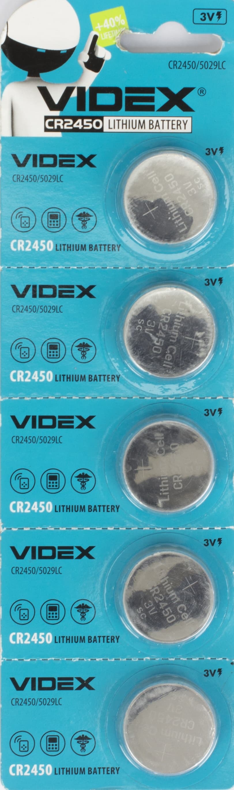 Батарейка Videx CR2450/5bl (5) (100)