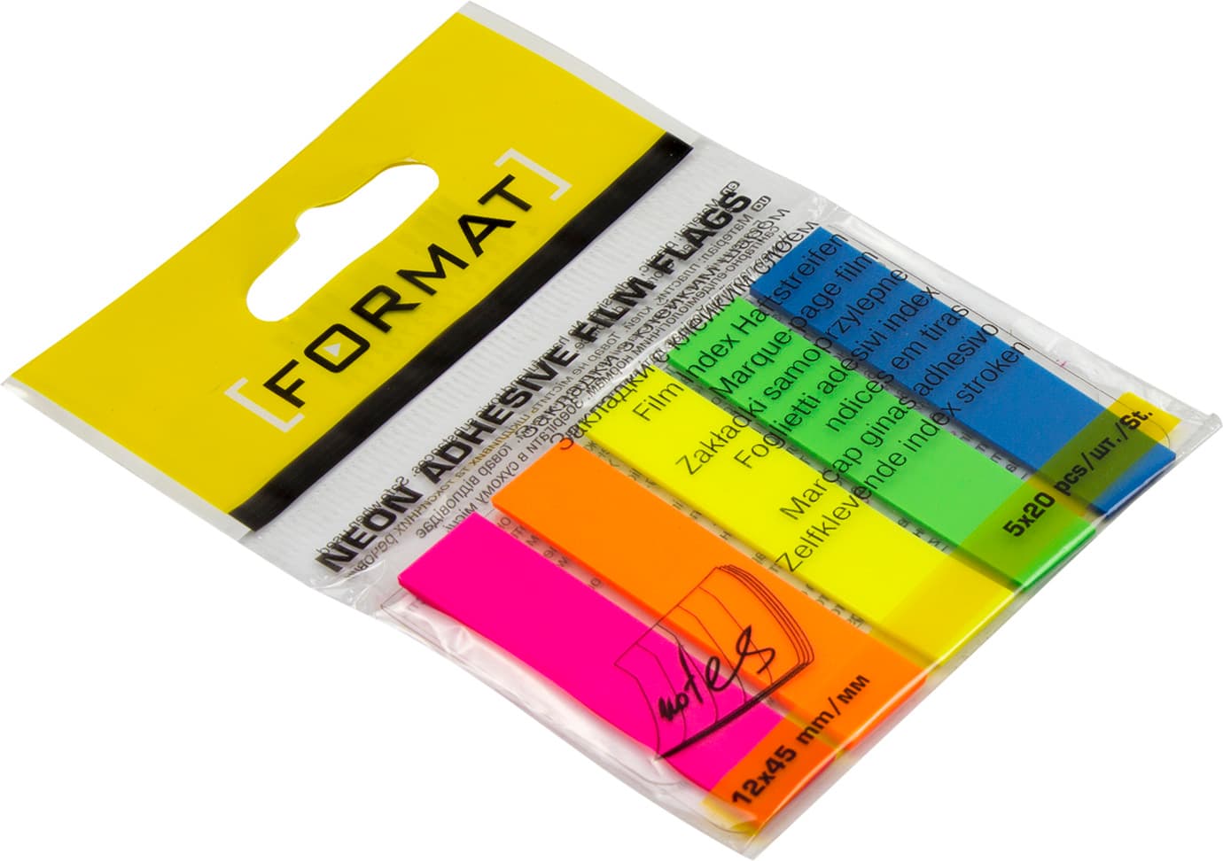 Стикеры-закладки Economix Light 12х45 5 неоновых цветов, 100 шт (20) E27945