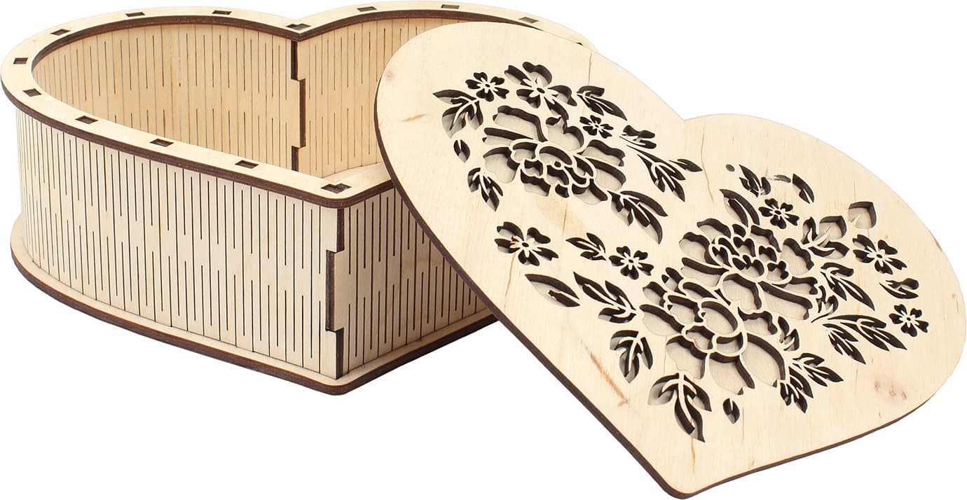 Заготовка фанера Шкатулка серце 20х19см