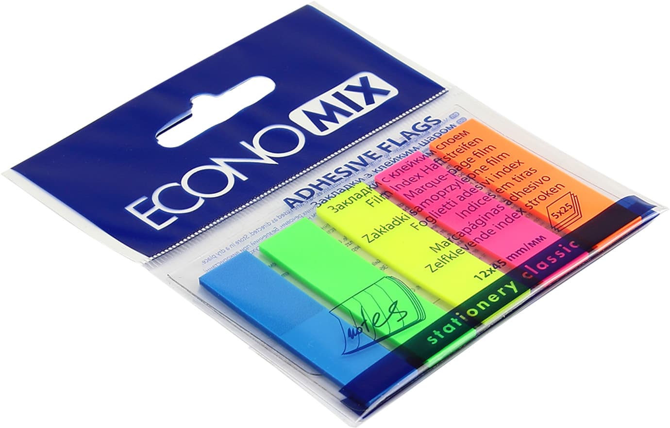Стикеры-закладки Economix 5 неоновых цветов 125 шт (20) (40) Е20945