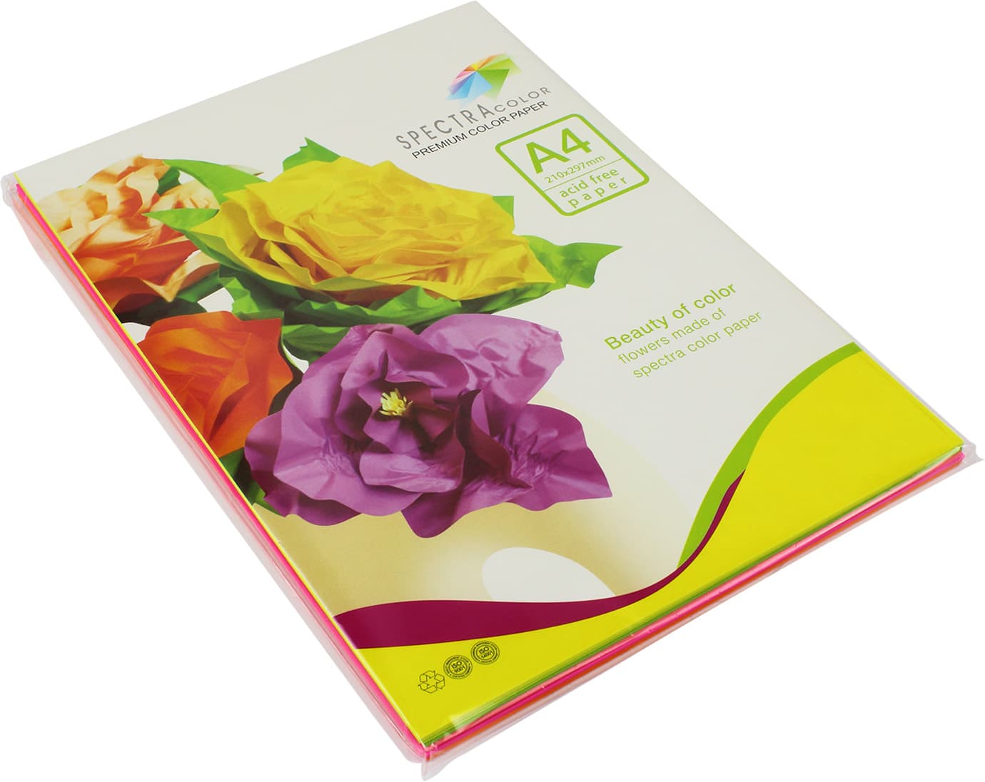 Бумага цветная А4 75г/м2 неон 5х20 Spectra Color-Rainbow Pack Cyber IT 82 O 100 шт.