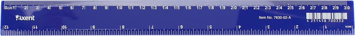 Линейка пластиковая 30 см Axent синяя для шариковой ручки (50) 7630-02-А