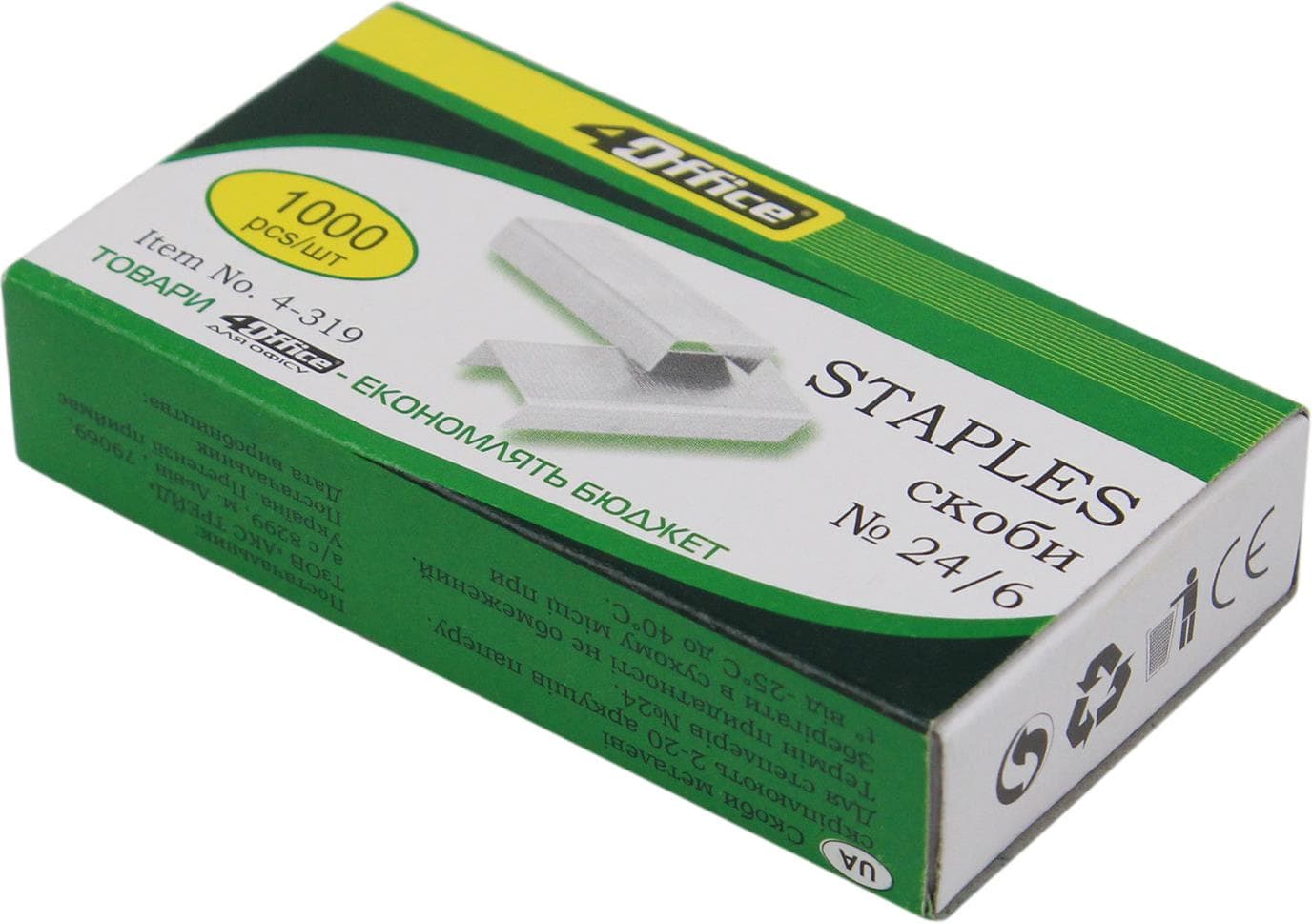 Скобы 4Office 24/6 1000 шт (10) (500) 4-319