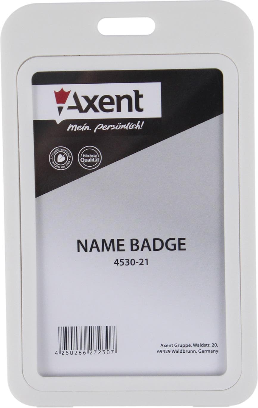 Бейдж Axent вертикальный 54х84 мм, РР, белый (5) 4530-21