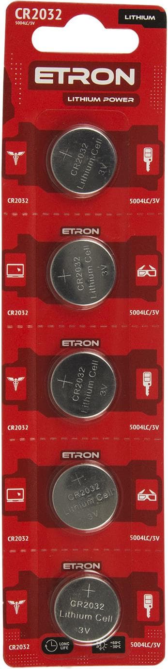 Батарейка Etron Lithium Power CR2032/5bl 3V (5) (60)