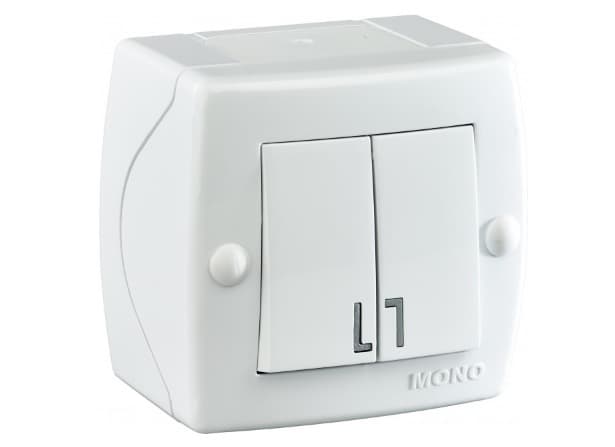 Вимикач Mono Electric, Octans двоклавішний IP20 білий 104-010101-102
