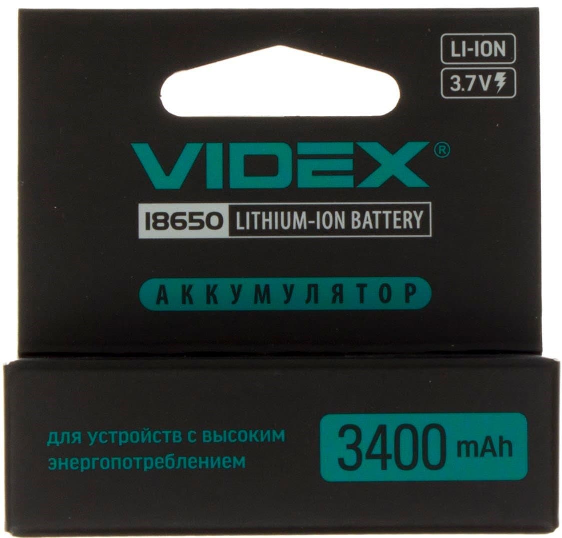 Акумулятор Videx Li-ion 18650-R, 3400 mAh, захист