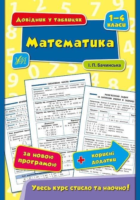 Книга Довідник в таблицях. Математика. 1-4 класи А5 мяка обкладинка УЛА 4337
