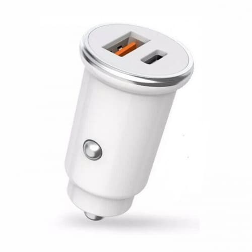 Зарядний пристрій авто. XO №CC25 швидка зарядка 1USB+Type-C 18w white
