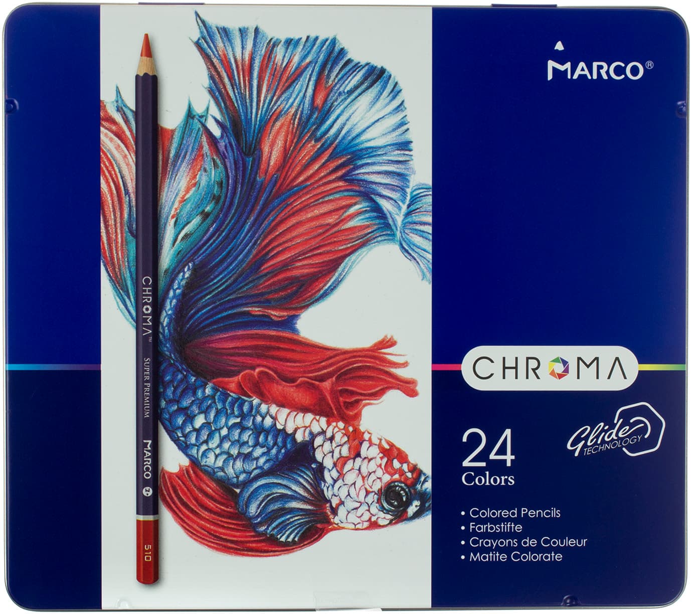 Олівці кольорові 24 кольори Marco Chroma металева коробка (6) (36) 8010-24TN/1367