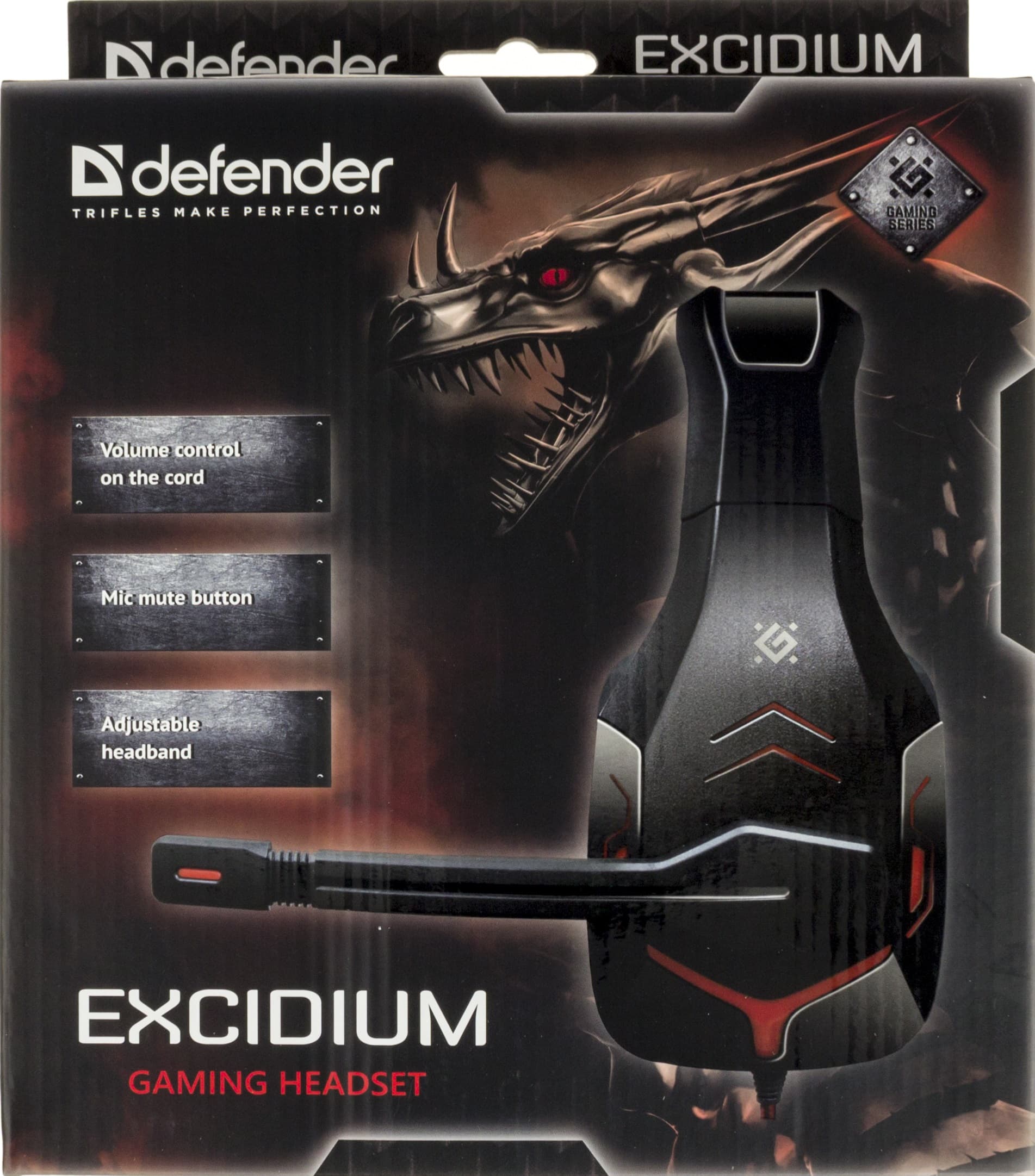 Наушники Defender Excidium 2.2 м red/black микрофон №64540