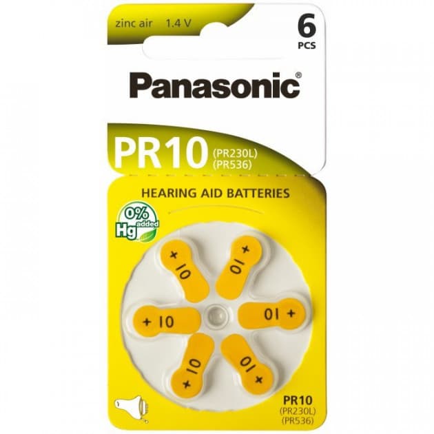 Батарейка Panasonic ZincAir ZA-10/PR-230/6bl для слухового апарату (6) (60)  