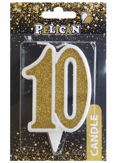 Свічка ювілейна 10" 7 см золото Pelican (1) (32) №867110