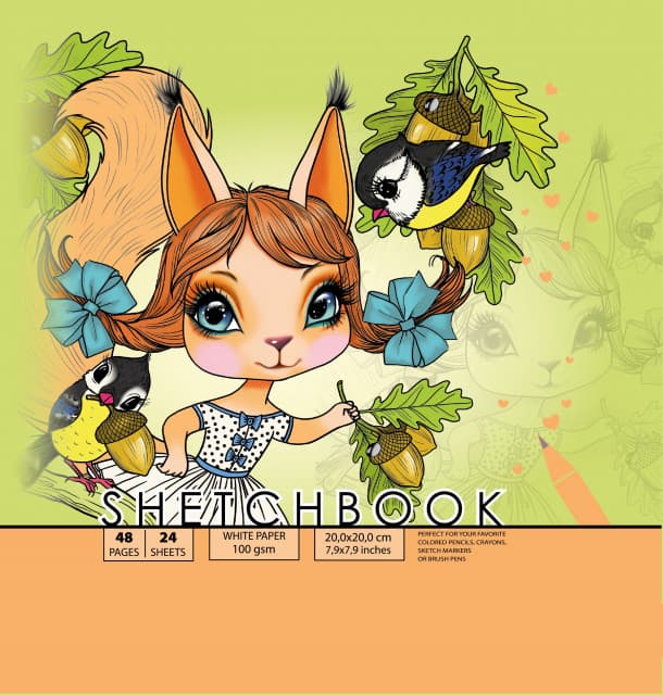 Скетчбук 24/100 B5 чистые листы,матовая ламинация (10) №7БЦ/БК201/28/21593 Мандарин