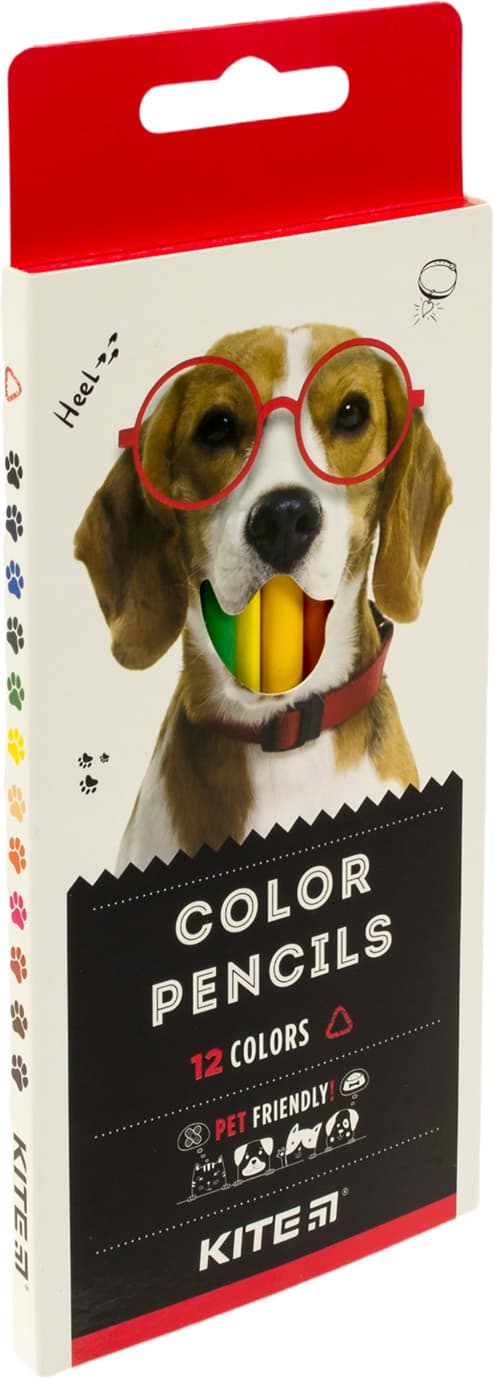 Карандаши цветные 12 цветов Kite Kite Dogs трехгранные (12) (240) №K22-053-1