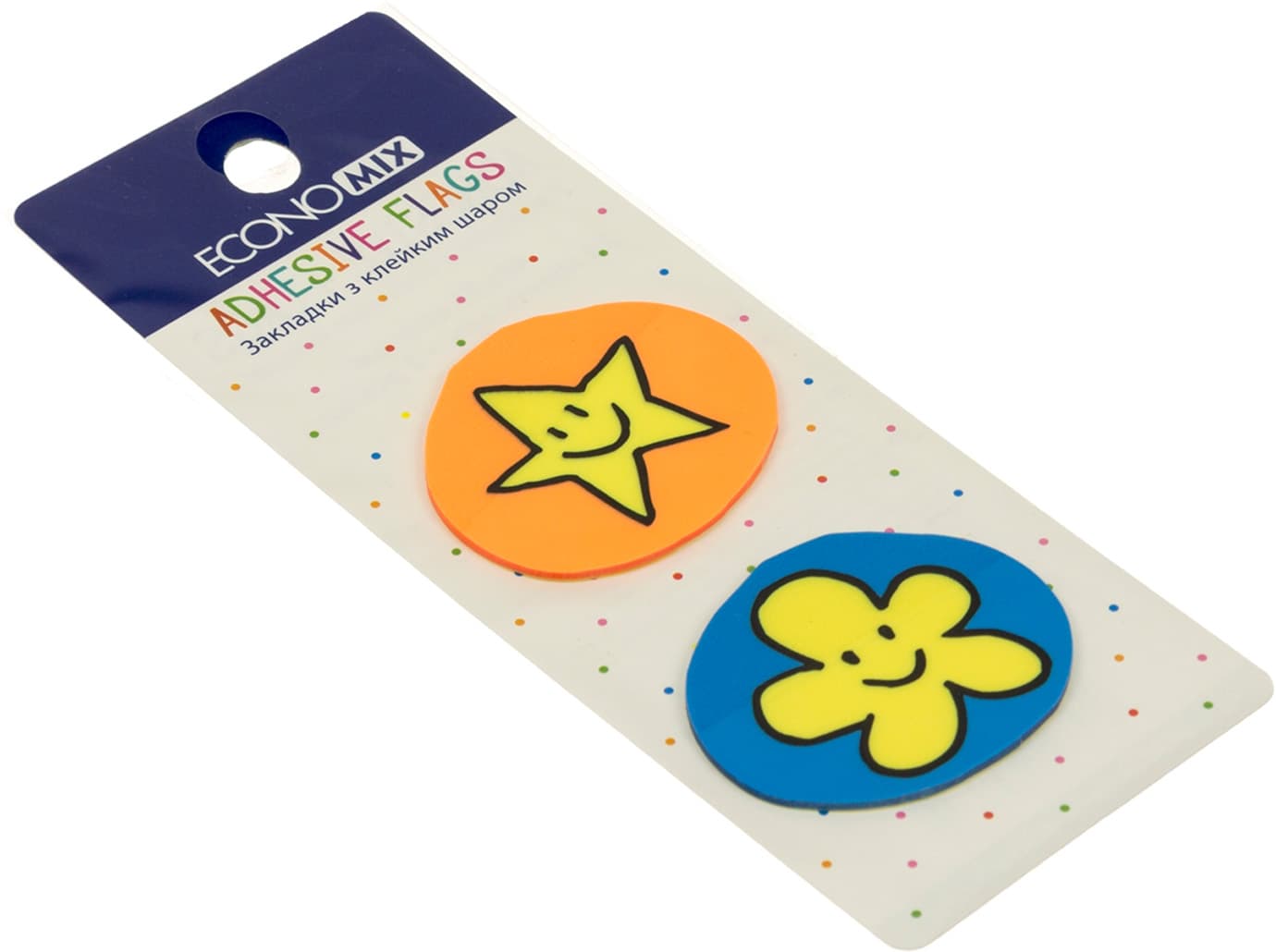 Стикеры-закладки пластиковые Economix Fun flower and star 35 х40 мм 40 шт ассорти (48) №E20969-02