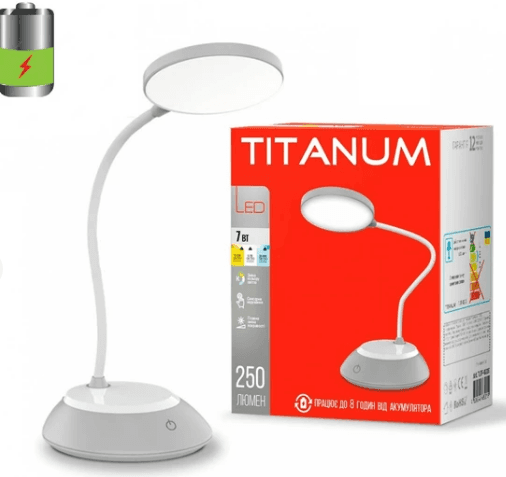 Лампа наст. LED Titanum акум. TLTF-022G 7W 2700-6000K USB grey