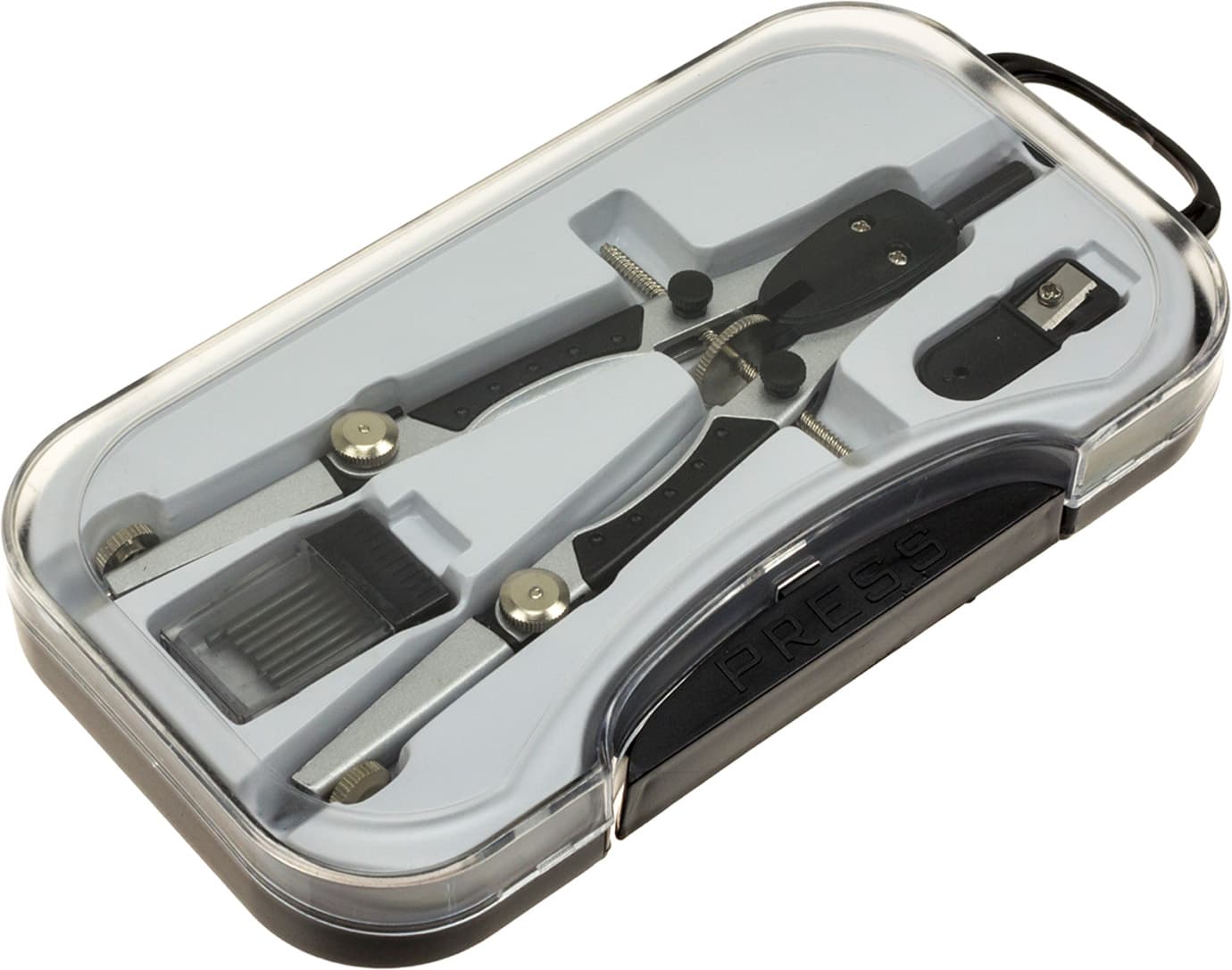 Циркуль CoolForSchool Radius, грифелі, точилка, чорний, в футлярі (12) CF81440
