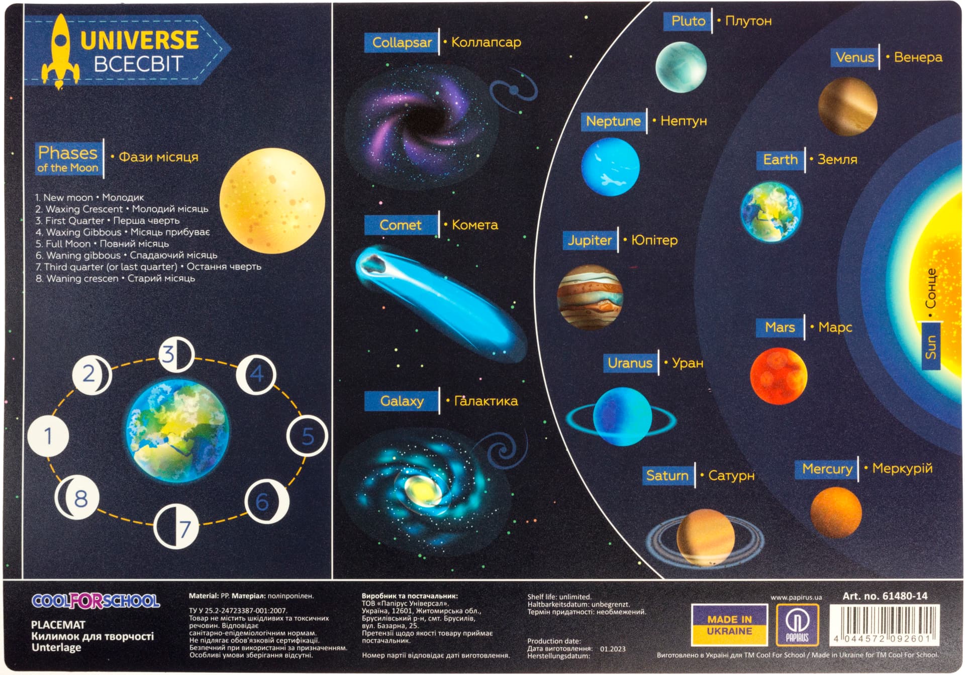 Подкладка для стола "CoolForSchool" №CF61480-14 Universe А3(8)