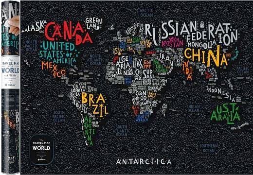 Скретч карта мира "Travel Map Letters World" в тубусе/Dream&Do/