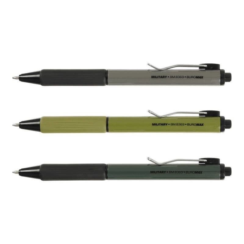 Ручка авт. масл. "Buromax" №BM.8369 Military 0.7мм синяя(12)(144)