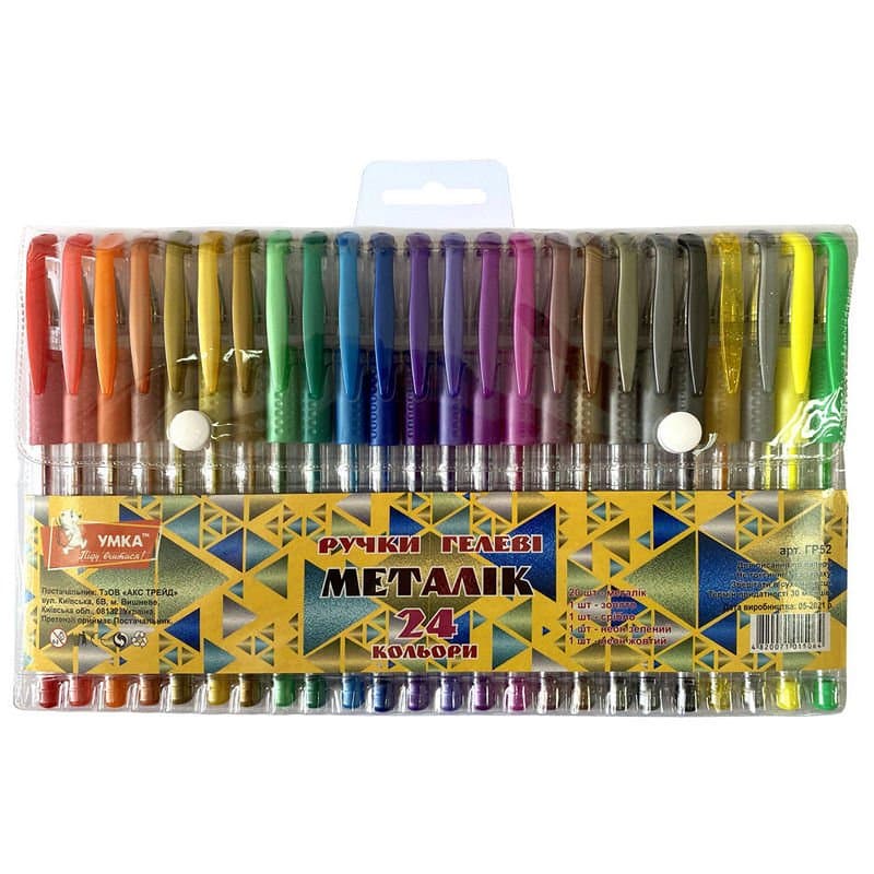 Набор ручек гел. "Умка" №ГР52 Metallic 24цветн.(12)(36)