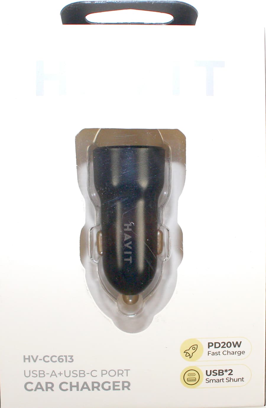 Зарядний пристрій авто. Havit №HV-CC613 USB+Type-C PD2W+QC3.0 black