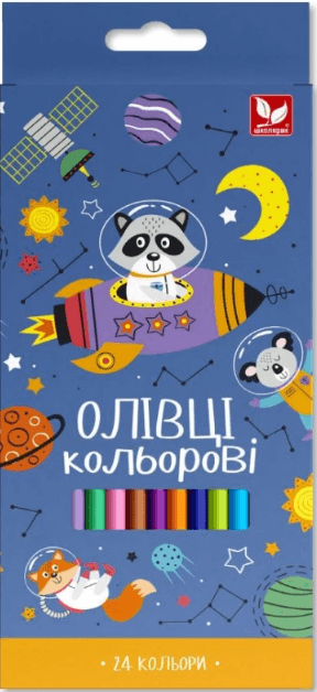 Карандаши цветн. 24 цветн. "Школярик" №133SH-24 тригран., +точилка(6)
