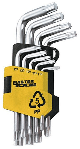Набір ключів Master Tool 9шт зірочки 1,5-10мм L45-112мм №75-0960