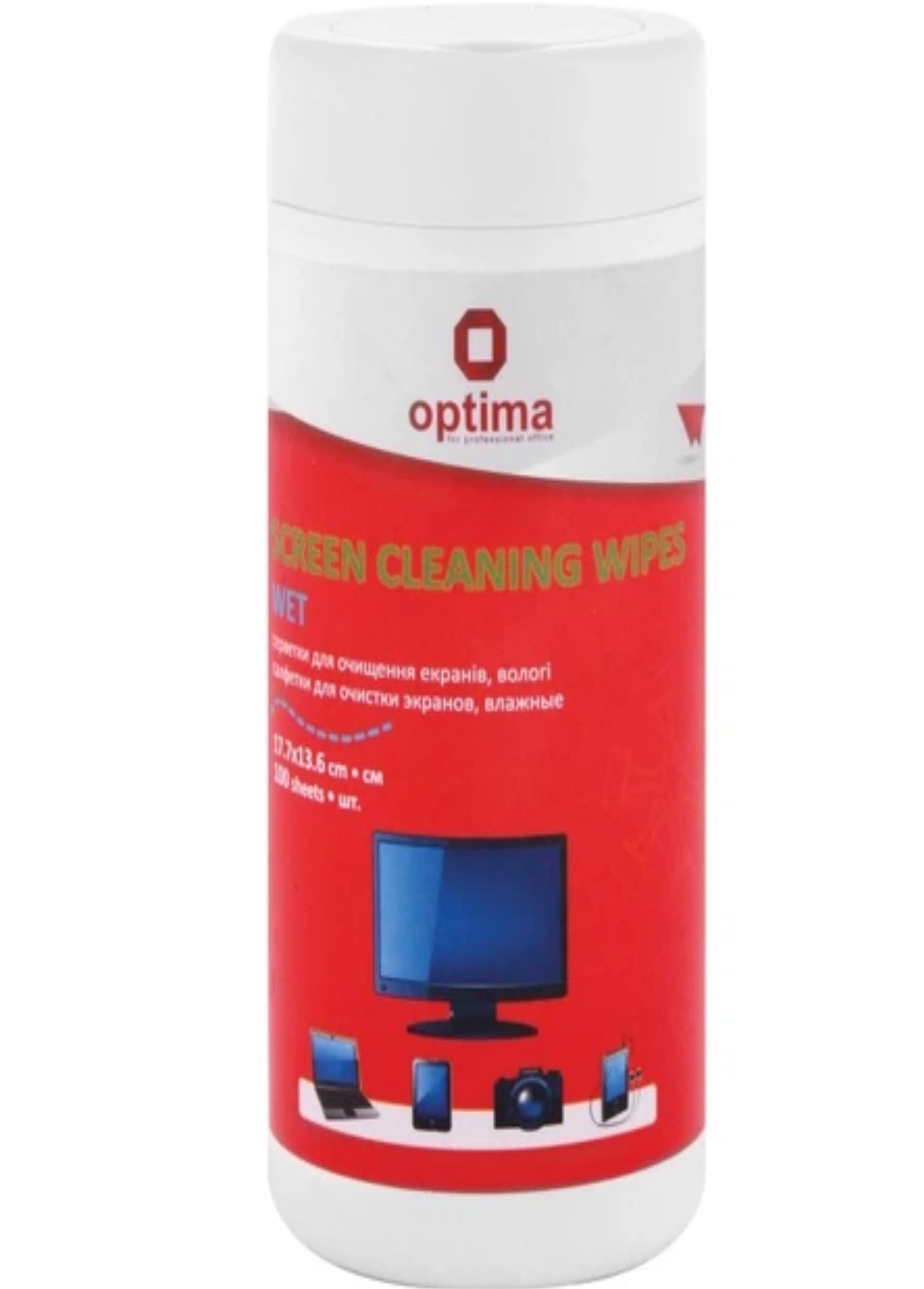 Серветки вологі для очищення екранів "Optima"(100шт) №E72612(15)