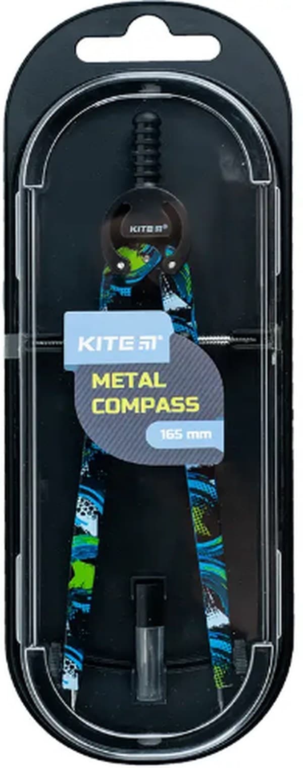 Циркуль "Kite" метал. з принтом,+грифель,синій у футлярі №K24-415-2(12)