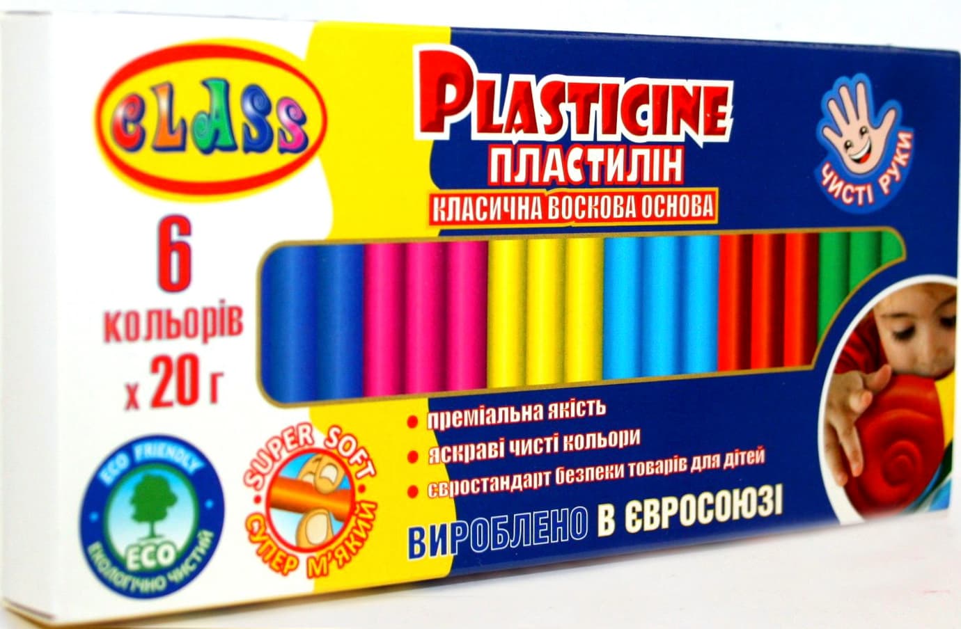 Пластилін 6 кольорів 20 гр Class MAXI (60) 7643С