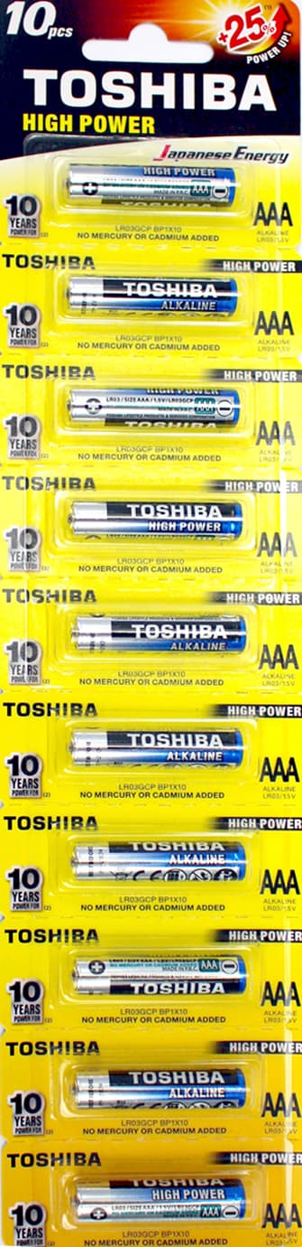 Батарейки Toshiba Alkaline LR-03/блістер відривний 1шт (10)(100)