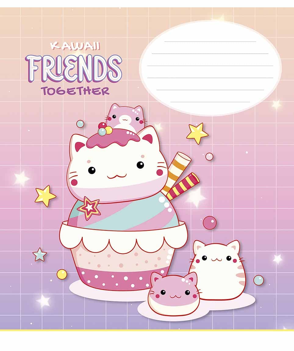 Тетрадь 12л. лин. Школярик "Kawaii Friends" глиттер №012-3422L(30)(300)