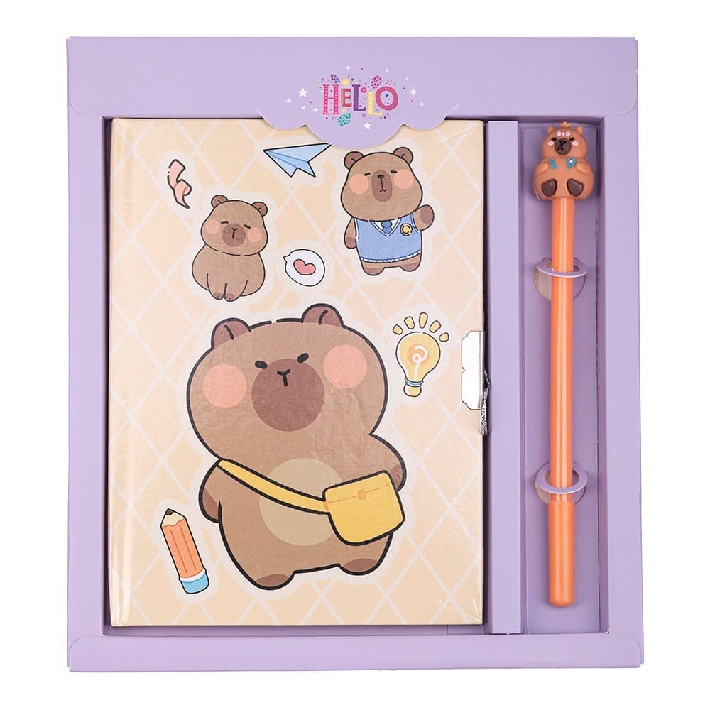 Блокнот А4 50л. клет. с замком и ручкой ассорти "Kids line. Capybara1" №ZB.700013/Zibi/