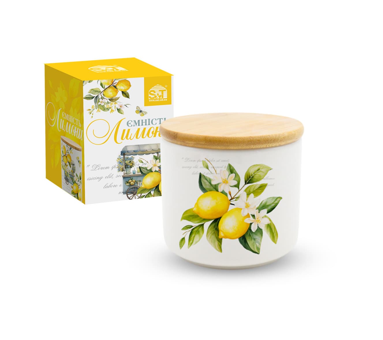 Ємність для сип. прод. керам. "Лимони" 0,45л №700-16-22/S&T/(36)