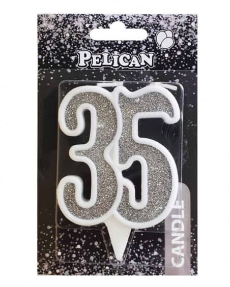 Свічка ювілейна "35" 7см срібло №867235/Pelican/(1)(32)