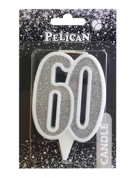Свічка ювілейна "60" 7см срібло №867260/Pelican/(1)(32)