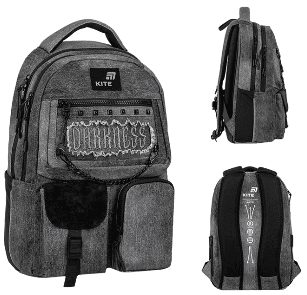 Рюкзак "Kite" Education teens 2587M Darkness 2від.,6карм. №K26-2587M-5(10)