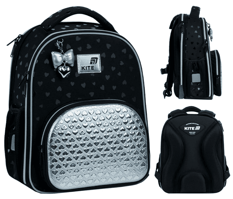 Рюкзак каркасний "Kite" Education Black&Silver 2від.,3карм. №K26-556M-2(4)