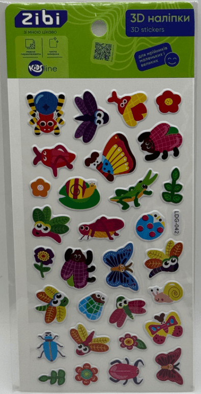 Наліпка 3D "Жучки мікс" 18см, KIDS Line №ZB.63327/Zibi/