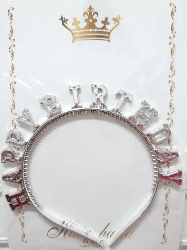 Обруч для волос "Happy birthday" серебро №15809(20)
