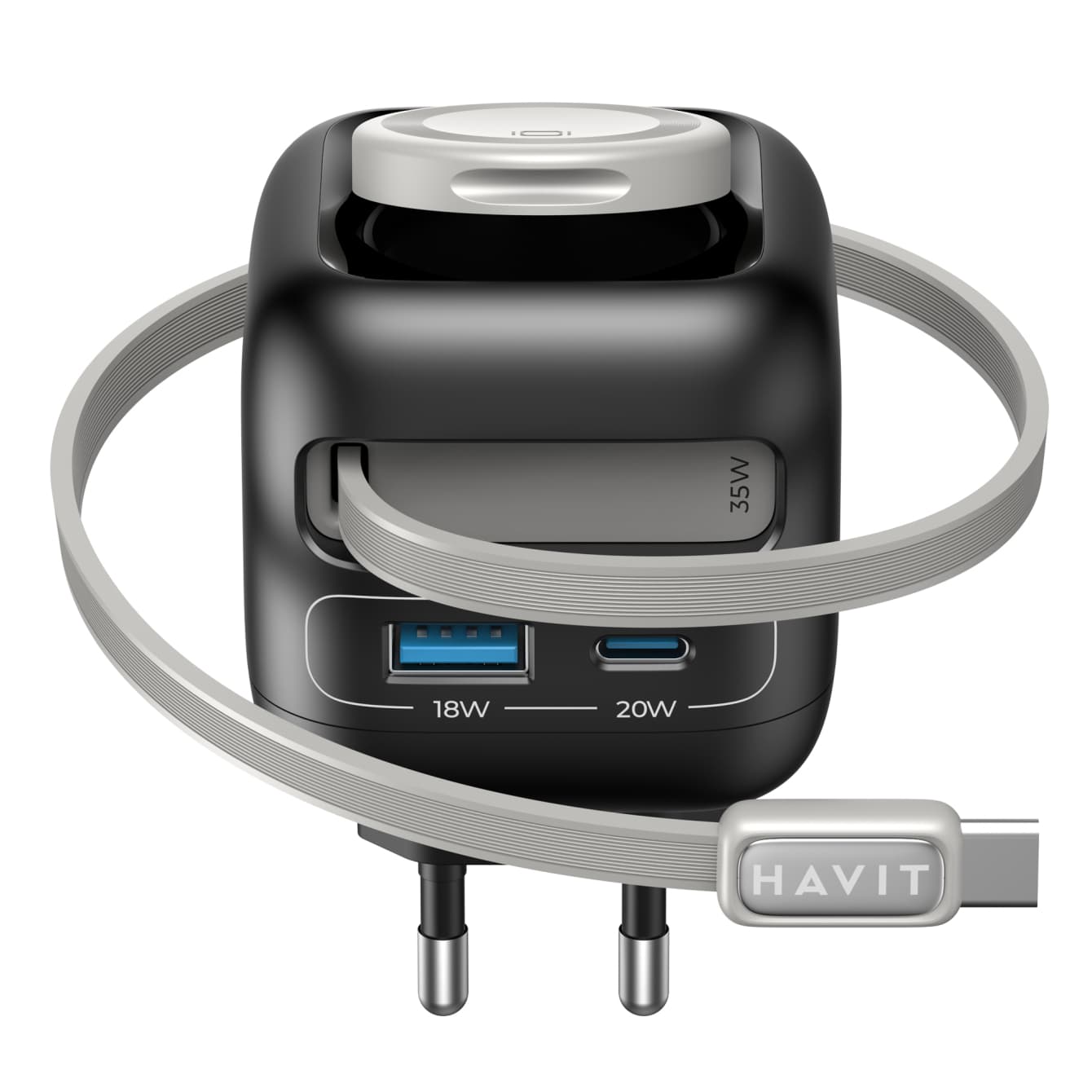 Зарядний пристрій Havit №HV-UC250 GaN 35W USB-A+Type-C+Кабель Type-C +Watch Charger