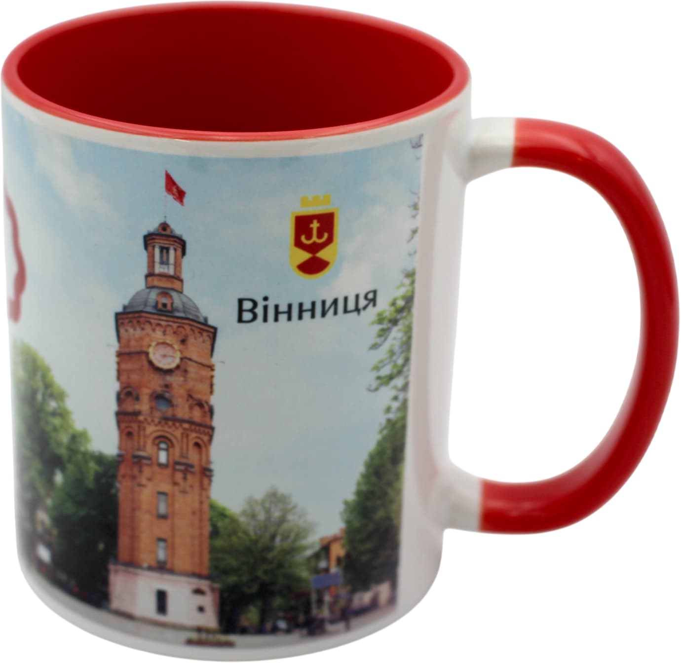 Чашка №1 "Башня" с красной цветной ручкой и серединкой/НСВ/