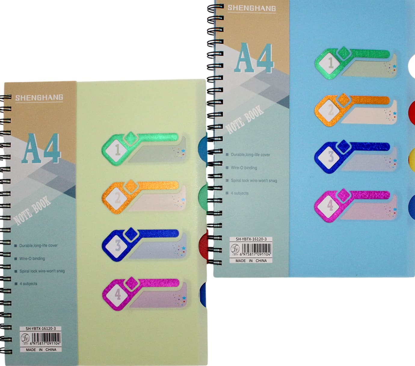 Зошит пруж. бок. А4 60арк. лін. пласт. з 4 розділ. №144002(60)