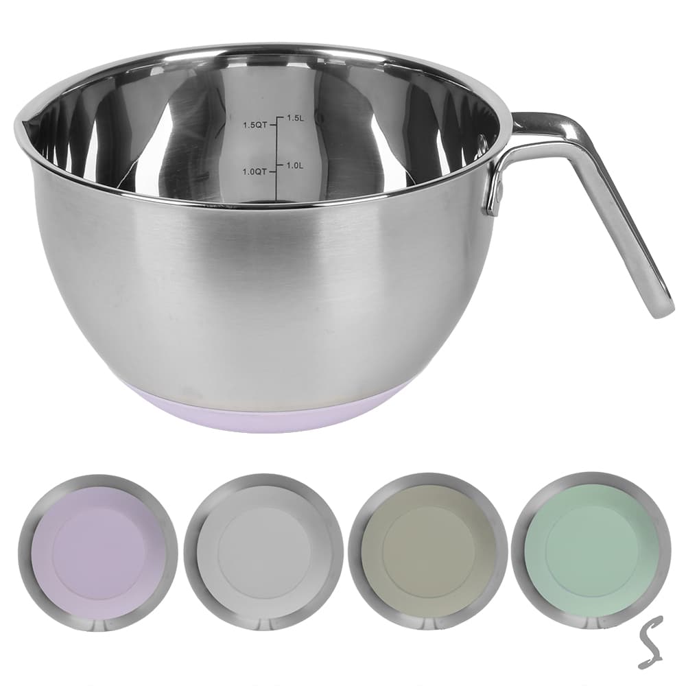 Миска нерж. SS "Chef" 1,5л d20см с просилик. дном для замеш. теста R40249-20(36)