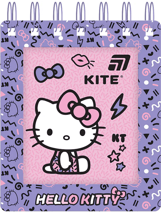 Блокнот пруж. А6 80л. клет. карт. обл. вырубка "Hello Kitty" №HK26-279-1/Kite/